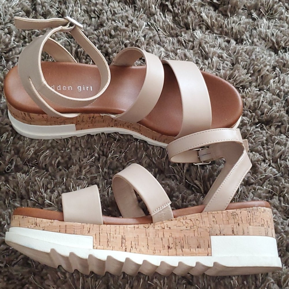 MADDEN GIRL ELLINORE WEDGE SANDAL - NUDE